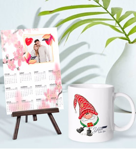 BK Gift Kişiye Özel Yılbaşı Tasarımlı Kupa Bardak ve 13x18cm Fotoğraf Kartlı Şövaleli 2024 Takvim Hediye Seti-26