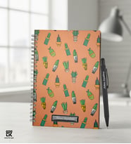 Kişiye Özel Kaktüs Tasarımlı Spiralli Defter & Tükenmez Kalem Hediye Seti - GDTK-909150