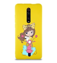 Xiaomi Mi 9T Pro Soft Premier Kapak Vespagirl Tasarımlı Silikon Kılıf - Sarı (Şeffaf)