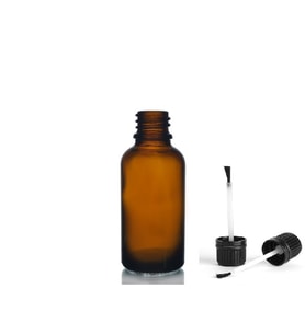 30ml kahverengi cam şişe fırça kapaklı, 12 adet, ecza şişesi, kozmetik şişe, yapıştırıcı şişesi, yağ şişesi