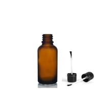 30ml kahverengi cam şişe fırça kapaklı, 12 adet, ecza şişesi, kozmetik şişe, yapıştırıcı şişesi, yağ şişesi