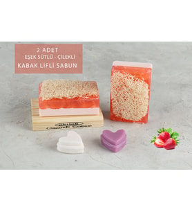 Aktürk Osmanli Sabuni Eşek Sütlü & Çilekli Kabak Lifli 2'li Sabun 240GR