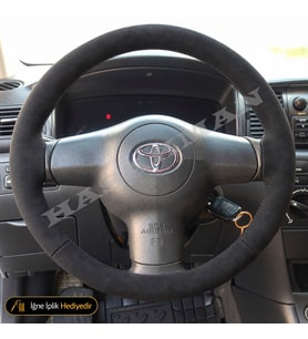 Toyota Corolla Verso E120 Dikme Direksiyon Kılıfı Alcantara Süet Monza Black Terra 2002-2004