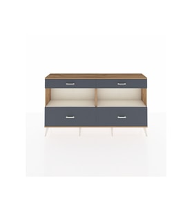 Arges Konsol 2 Raflı 4 Çekmeceli  176x30x99 Çam-Aytaşı/Antrasit