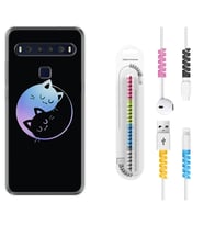 TCL 10L 10 Plus 10SE 20E 20SE 30SE L7 Kılıf Kablo Koruma Spiral Silikon Love Cats 1604