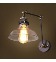 RİOLİGHT RETRO1,RUSTİK,VİNTAGE ESKİTME MAFSALLI 1XE27 DUYLU AKROBAT HAREKETLİ CAM BAŞLIK DUVAR APLİK (Siyah)