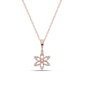 Minimal Lotus Çiçeği 925 Ayar Gümüş Kadın Rose Kolye