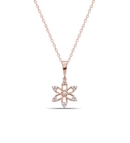Minimal Lotus Çiçeği 925 Ayar Gümüş Kadın Rose Kolye