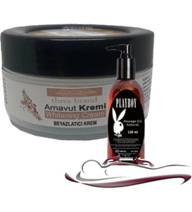 Süper Three Brand Whitening Cream 3 Adet Arnavut Kremi 50Ml Kremi Ile 120Ml Playboy Masaj Yağı