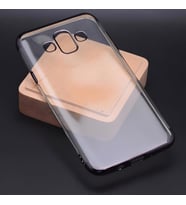 Galaxy J7 Duo Kılıf Dört Köşeli Lazer Silikon Kılıf (Siyah)
