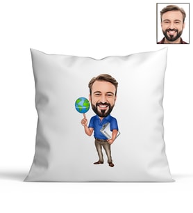 Kişiye Özel Öğretmen Tasarımlı Karikatür Yastık 52