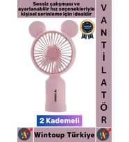 #Vantilatör Sessiz Yoğun Üfleme Sevimli Ayıcık Kulaklı 2 Kademeli Şarjlı Mini Masa Üstü Vantilatör