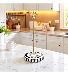 Kağıt Havluluk Rulo Peçetelik Mutfak Aksesuarı Seramik Zebra At Desen Gold - Feray Home
