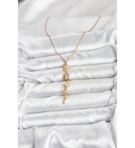 316L Çelik Zincir Gold Renk Kutup Yıldızı Enerji Model Kadın Y Kolye 5886 - HPSBYI9317-7489