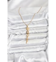 316L Çelik Zincir Gold Renk Kutup Yıldızı Enerji Model Kadın Y Kolye 5886 - HPSBYI9317-7489