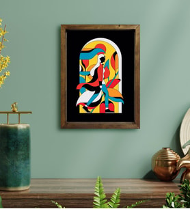 BK Gift Modern Soyut Tasarımlı Doğal Masif Ahşap Çerçeveli Tablo 30x40cm-5