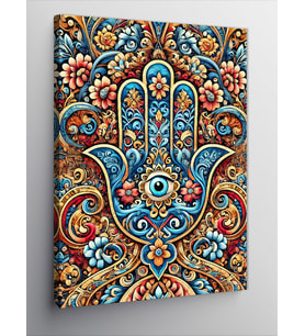 Kanvas Tablo Renkli Hamsa Eli Motifi