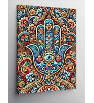 Kanvas Tablo Renkli Hamsa Eli Motifi