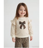 LCW baby Ekru Bisiklet Yaka Baskılı Kız Bebek Sweatshirt