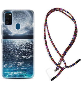 Samsung M21 M22 M23 M30 M31S M32 Kılıf Boyun Asklı Rasta Silikon Great Moon 1301