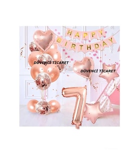 ROSE GOLD ŞEFFAF KONFETİLİ YAŞ BALON SETİ