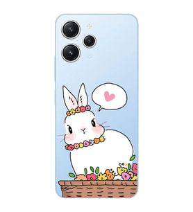Xiaomi Redmi 12 Uyumlu Uyumlu Sevimli Tavşan Tasarımlı Şeffaf Telefon Kılıfı