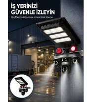 Lexroo Solar Panelli 3 Lens Dış Mekan Güvenlik Kamerası Hareket Algılamalı LED Aydınlatmalı