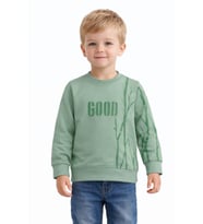 Erkek Çocuk Önü Arkası Baskılı Sweatshirt BGL-ST05241 (Açık Yeşil)