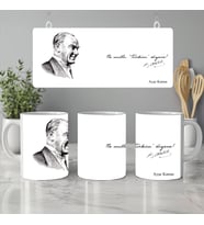 Kişiye Özel İsimli Atatürk Bardağı, Ne Mutlu Türküm Diyene, Öğretmenler için İsimli Hediye 330ml, Beyaz (Doğal Beyaz)