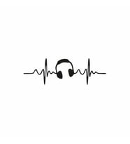 Kalp Atışı Kulaklık Araba Sticker siyah 15x5 CM (Siyah)