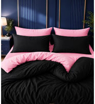 More Home Tek Kişilik Nevresim Takımı Lastikli Çarşaflı Siyah Pembe