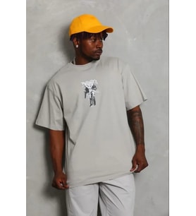 pilelistore- Erkek Baskılı T-Shirt Kısa Kol Bisiklet Yaka Regular Fit Rahat Kalıp Günlük Tişört - Gr (Gri)