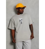 pilelistore- Erkek Baskılı T-Shirt Kısa Kol Bisiklet Yaka Regular Fit Rahat Kalıp Günlük Tişört - Gr (Gri)