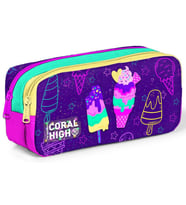 Coral High Mor Pembe Dondurma İki Bölmeli Kalem Çantası - Kız Çocuk