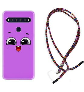 TCL 10L 10 Plus 10SE 20E 20SE 30 L7 Kılıf Boyun Asklı Rasta Silikon Purple Sweety 1717