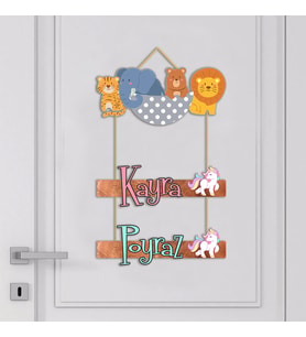 Bebek odası kapı süsü çift isimli kapı modeli