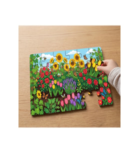 Rengarenk Çiçek Bahçesi Tasarımlı 24 Parça Ahşap Çocuk Puzzle
