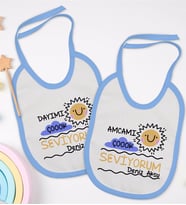 BK Kids Kişiye Özel Dayı ve Amca Tasarımlı 2’li Mavi Mama Önlüğü-1