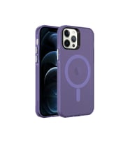 Apple iPhone 12 Pro Uyumlu Kılıf Zore M-safe Şarj Özellikli Buzlu Transparan C-Pro Sert Kapak (Koyu Mor)