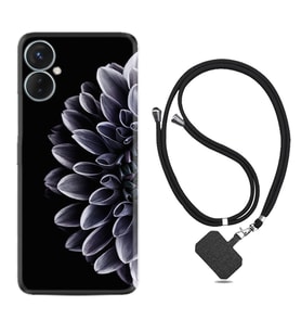 Tecno Spark 9T Kılıf Silikon Boyun Askılı İpli Desenli Silikon Çiçekler 1639