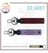 Bikerlar İçin Özel, İsim Plaka ve 0 Rh (+) Kan Grubu Yazılı Hediye x2 Anahtarlık Set, Mor-F Yeşil-SK (Çok Renkli)