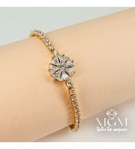 Zirkon Taşlı Pirinç Zirkon Bileklikler 17+2,5 Cm - Kbl0036