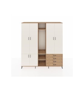 Hyperion Dolap 14 Raflı 4 Çekmeceli Tek Askılı 220x44x243 Çam-Aytaşı/Çam