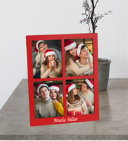 Kişiye Özel Yeniyıl Hediyesi  Premium 4 Fotoğraflı Ahşap Mdf Resimli Kolaj Masaüstü Çerçeve