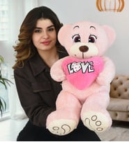 Bubblebear 80 cm Love Kalpli Ayıcık (Pembe)