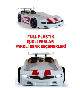 Beyaz Arabalı Yatak SPX Işıklı Full Plastik