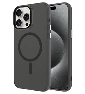 Apple iPhone 15 Pro Kılıf Magsafe Şarj Özellikli Buzlu Transparan C-Pro Sert Kapak (Siyah)