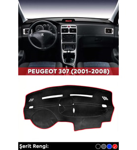 Peugeot 307 (2001-2008) 3d Torpido Koruma Kılıfı - Ön Göğüs Kaplama - Kırmızı Şerit