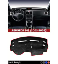 Peugeot 307 (2001-2008) 3d Torpido Koruma Kılıfı - Ön Göğüs Kaplama - Kırmızı Şerit