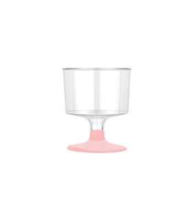 Ayaklı Shot Bardağı Küçük Plastik Kadeh 50 ML (6 Adet)  Pembe